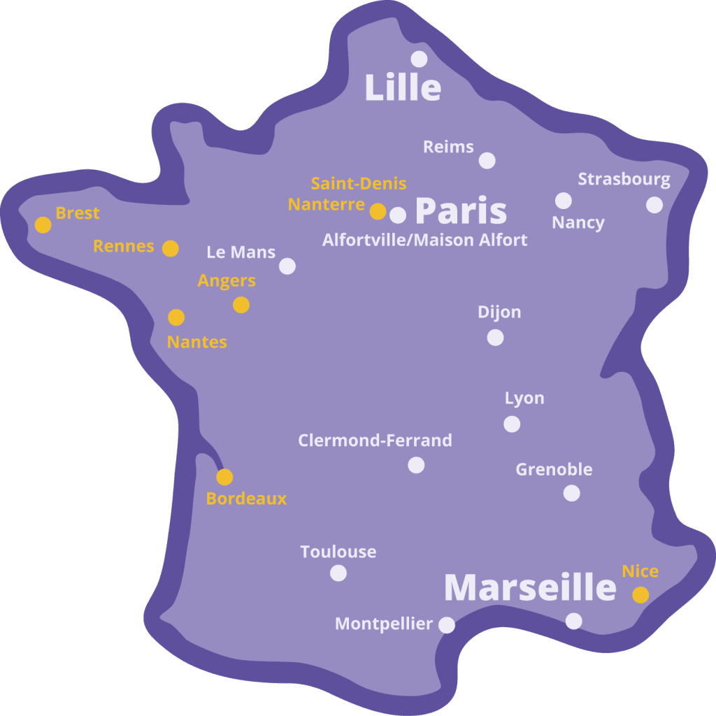Carte de France des groupes actifs et des ouvertures prévues d'ici 2027